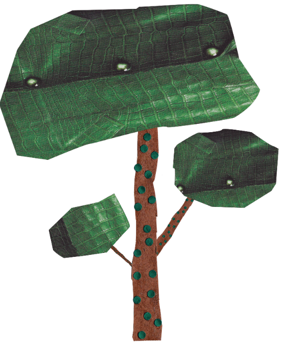 Tree  green brown texture pattern leaf wood collage handmade