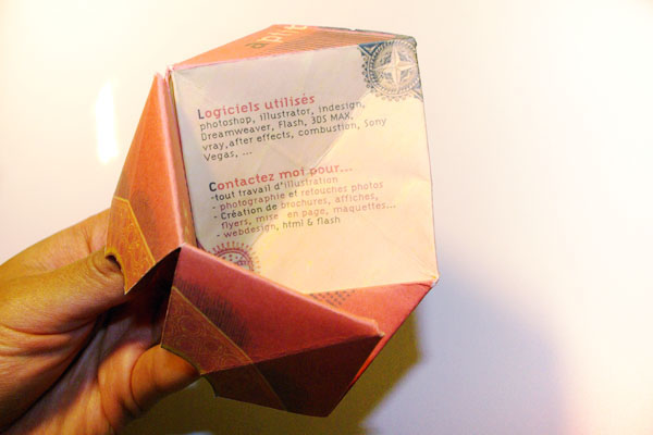 Cootie Catcher Cocotte game paper papier carte de visite business card portfolio CV Resume plaquette fortune teller jeu pliage origami 
