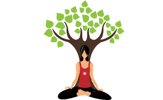 girl  Female  tree  yoga  meditation  soul  logo  design  Illustration  red