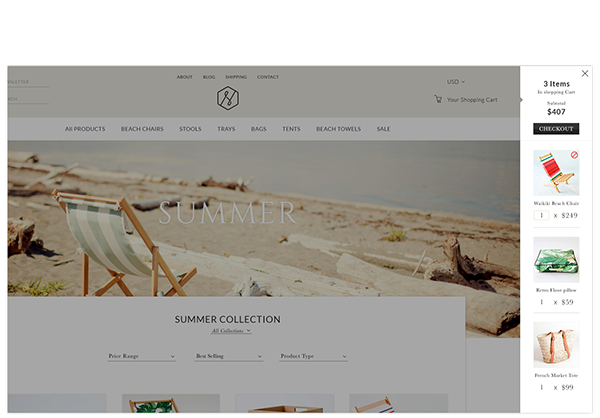 Website Theme Design Shopif user interface e-commerce