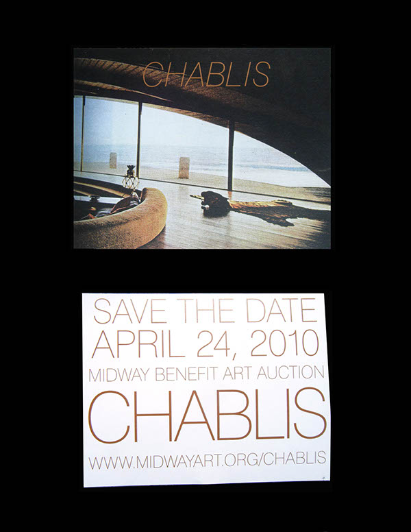 Chablis Benefit collateral Midway Contemporary Art Midway event invitations Event collateral Event Branding Art Auction print Promotion print collateral art gallery publications Art Gallery 