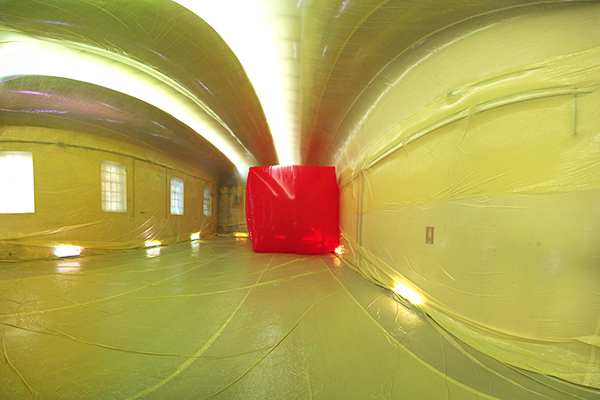 Inoutdoor penique productions Art Installation art inflatable ephemeral Italy Rome installation plastic Space  outdoor festival red yellow