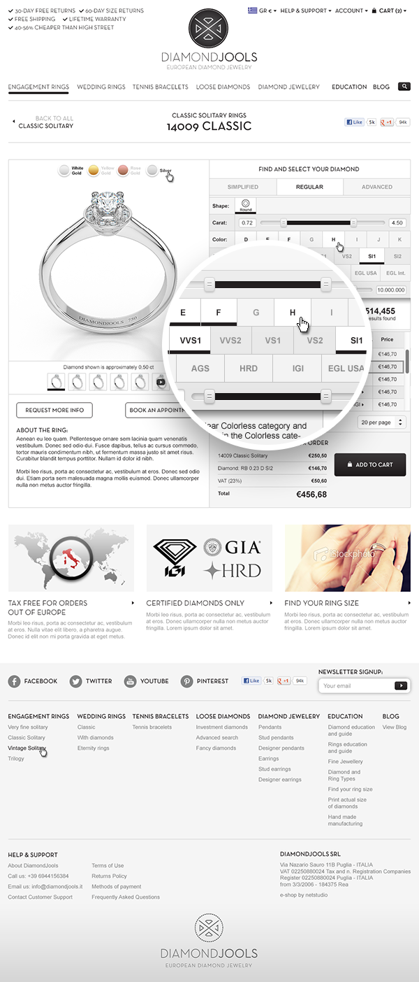 Jewellery  Jewelry UI ux menus eshop e-shop Shopping cart