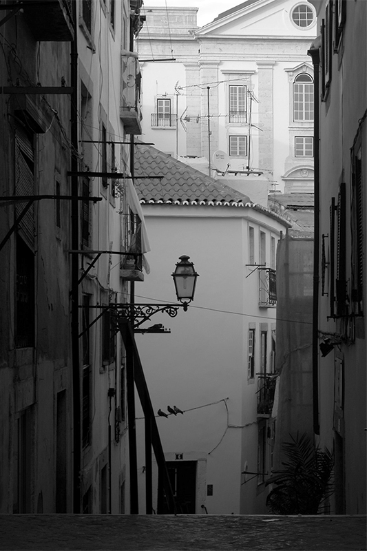 Lisbon urban landscape b&w