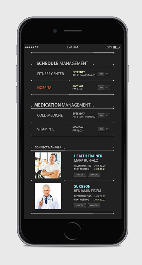 GUI app design Health App black White Health guy design health kit  iphone mock up mock-up iPhone6