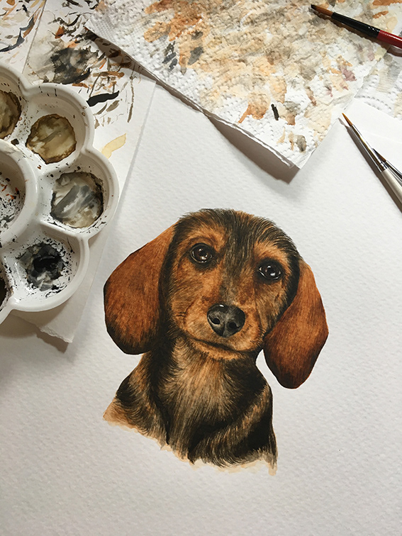 animal watercolor art dog dog illustration Dog painting painting   pet art pet illustration Pet Portrait Realistic Painting