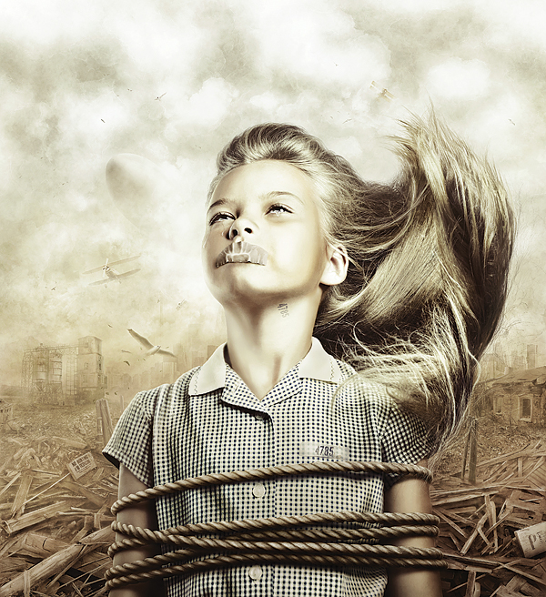 Dystopia society human misery girl photo manipulation Evoke evokeone Exhibition  city pijecki synectic zerobound Art Group retouch