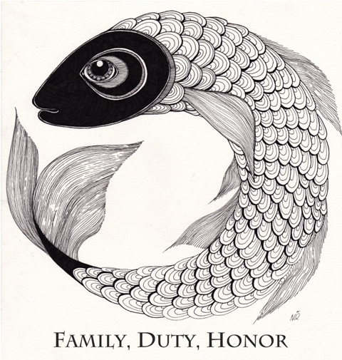 tully Game of Thrones fish Black&white