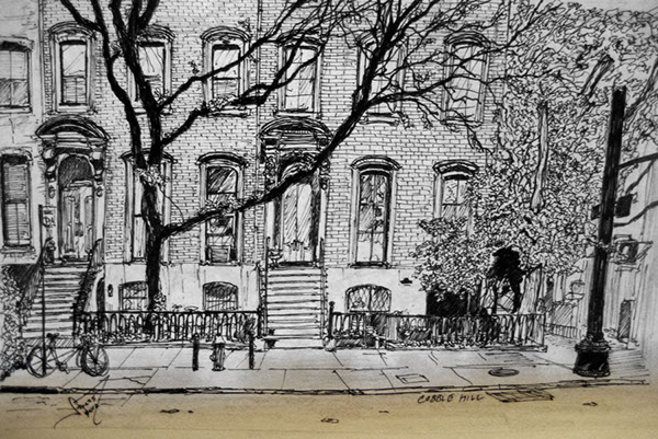sketches Moleskin new york city black ink micron pen skyscrapers mahattan Brooklyn doodles