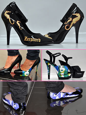 fasion design hand painted heels high heels painted shoes SHOE ART Studiojellyfish designer heels