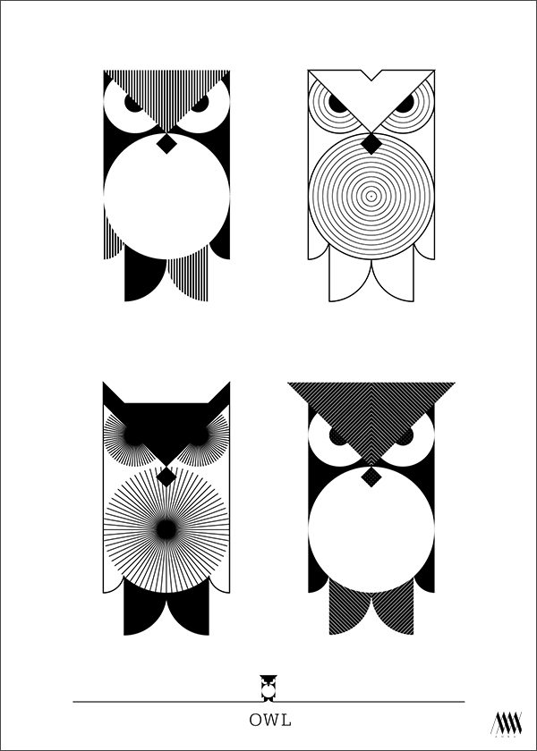 pictograms animal lion owl mouse Lions mice owls poster b&w set Icon