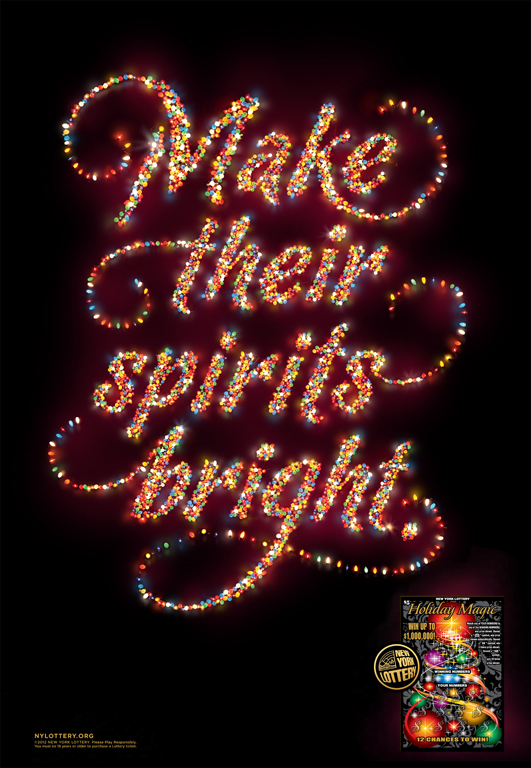 creative lettering print ad installation lights 3D Type photorealism Christmas holidays shiny New York christmas light