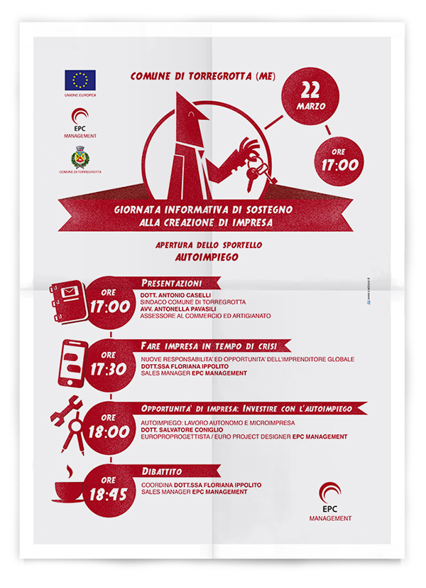 crabtoon EPC management European Consulting money menager 2D red infographic Icon Italy sicily poster print