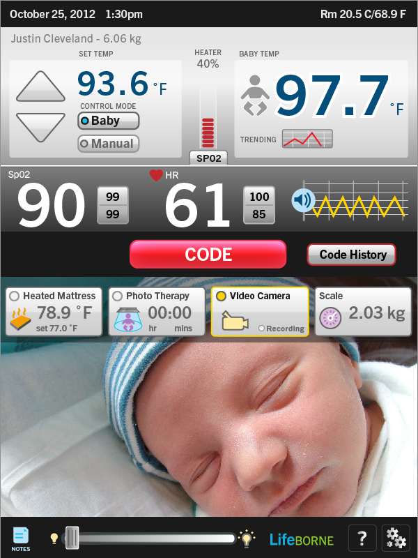 medical device  Hospital  nursery user interface UI interaction