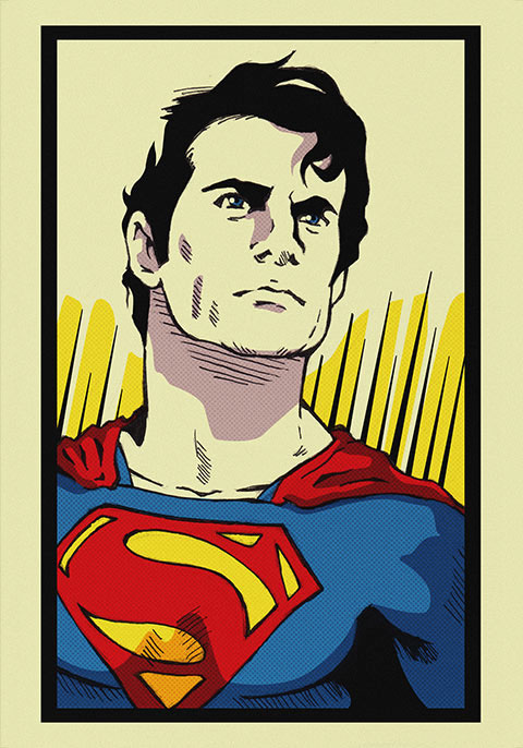 dc comics superman batman wonderwoman Flash Pop Art trame poster