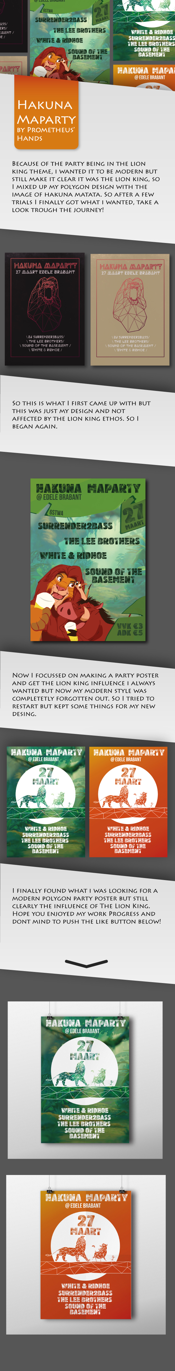 The Lion King polygon hakuna matata Illustrator poster party lion