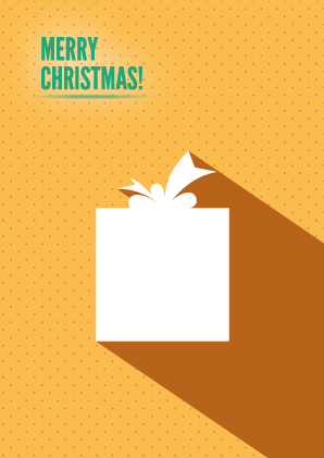 Christmas card merry Cartolina auguri Natale renne pois albero di natale pacco regalo Icon