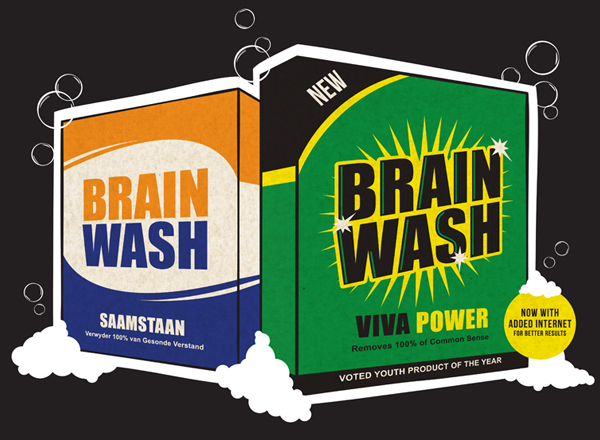 political satire south africa wash brain Washing powder metaphor