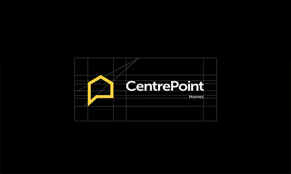 real estate logo brand identity user interface UI ux user experience interaction Homes construction Stationery print visual identity yellow bold