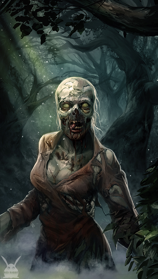 zombie Digital Art  Game Art game design  concept art зомби forest zombie girl Игровой дизайн