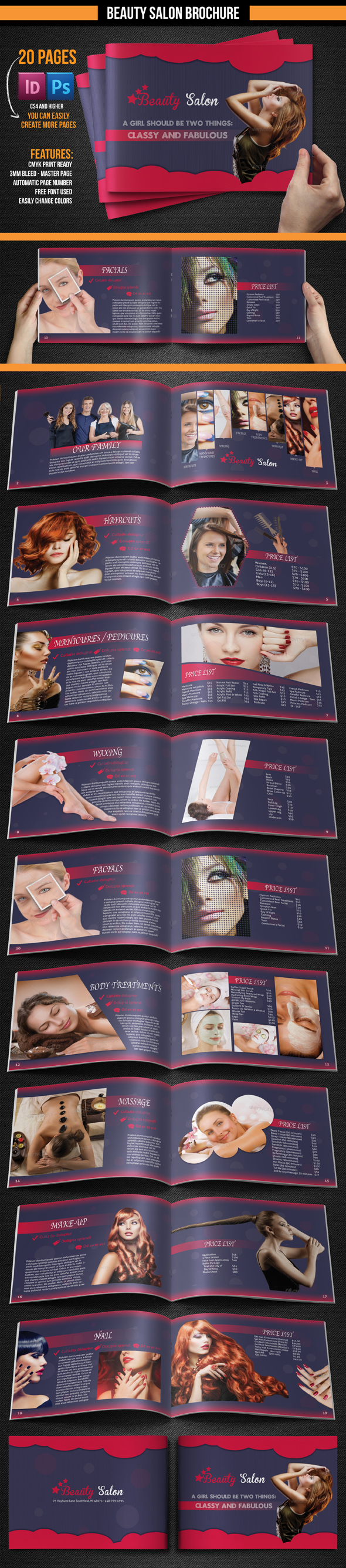 brochure Brochure Template template haircuts manicures massage nail pedicures presentation Waxing