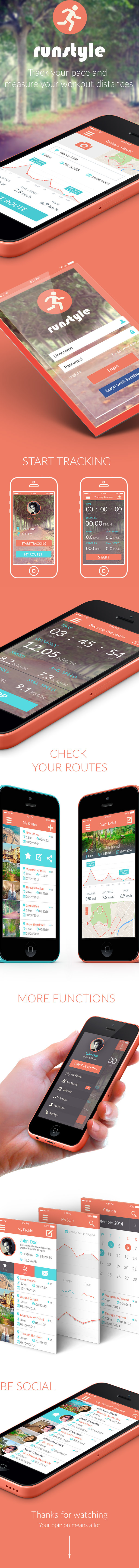 app UI ux Interface mobile phone mobile design iphone elegant flat clean blue pink colorful sport