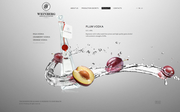 html5 css3 parallax gray White Vodka fruits water
