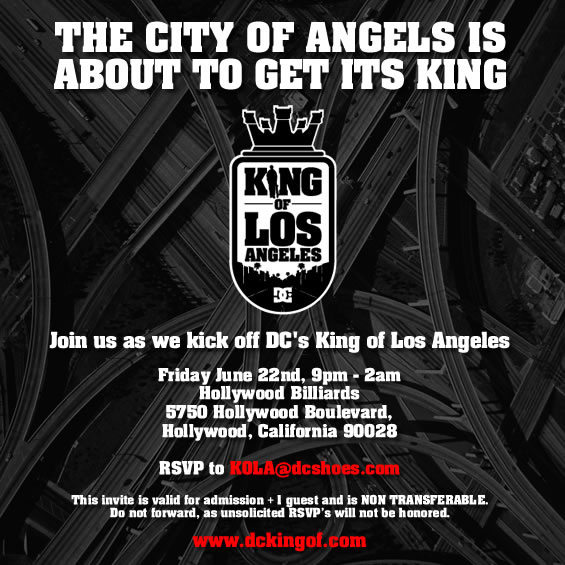dc shoes dc skateboarding shoes Los Angeles la KING OF LA KING OF LOS ANGELES Mat Hayward Street Event Web merchandising Competition