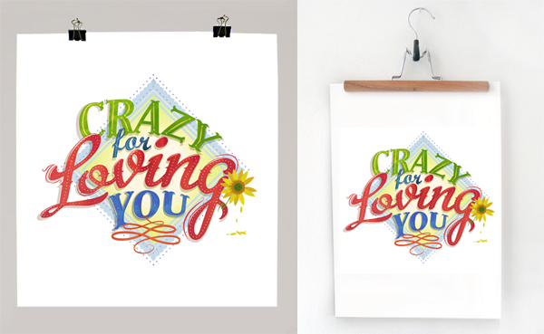 crazy Love sunflower letters lettering type print