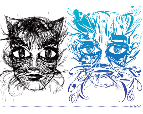 illustrating  Teeshirt tee t-shirt design drawings face portrait cats fabric
