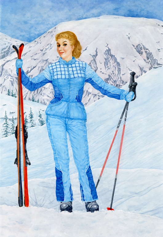 watercolor Ski mountain