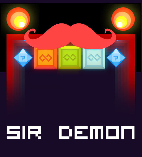 sir demon indie game android arcade neon flat 8bit gamedev mobile app face demon red holo