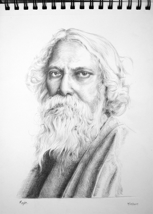 Pencil Drawing Rabindranath Tagore - 2013 on Behance