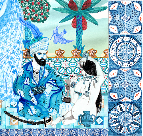 Arab colour desert 1001nights fairytale myths animals scarf textile luxury dreams Princess palace sjeik SILK