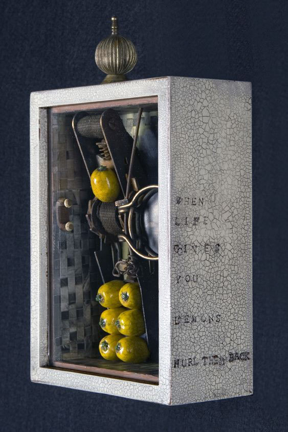 lemon machine rust STEAMPUNK crack crackle peel mechanical box vintage Assemblage resin shellac antique found