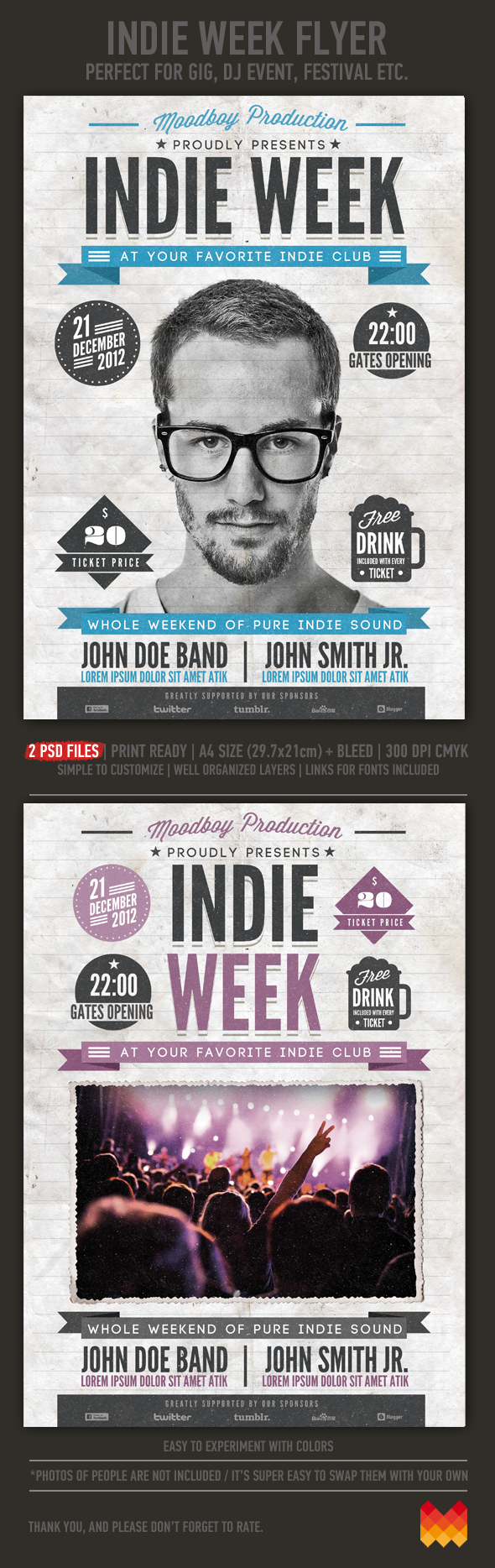 indie poster template download psd trendy modern flyer