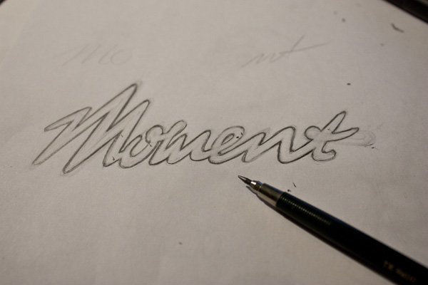 moment Script lettering time