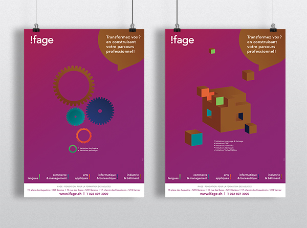 ifage transformez vos ? formation geneve cours pour adultes rapport annuel annual report campagne tramway cover poster graphic design