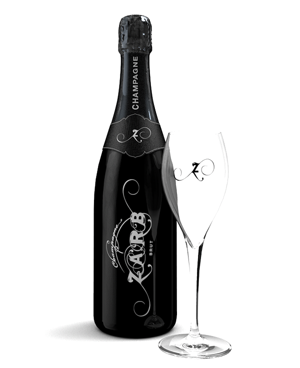 Champagne bottle 3D visual concept black rose glass Packshot
