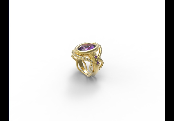 ring cad Rhino amethyst gold sumptuous