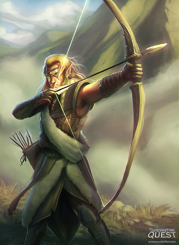 elf archer Archery fantasyart digitalpainting Mountainscape guard cardart cardillustration gameart