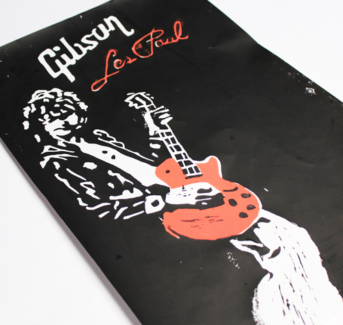 Lino-Cut Jimmy Page Gibson guitar anderson university south carolina