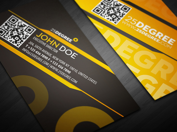 business card quick response 25 degree yellow card Yellow Business card Name card  corporate card  QR Code degree