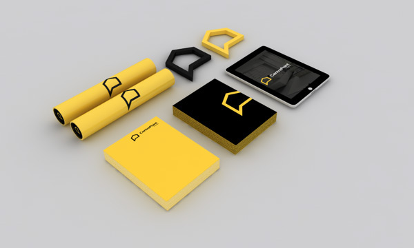 real estate logo brand identity user interface UI ux user experience interaction Homes construction Stationery print visual identity yellow bold