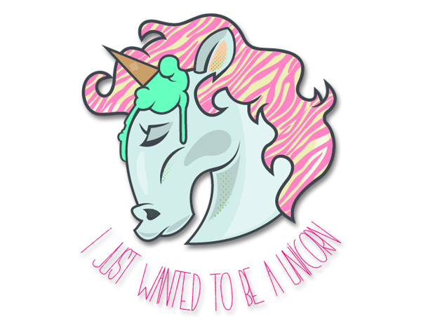 pink horse unicorns unicorn ice ice cream yellow blue sticker Character design