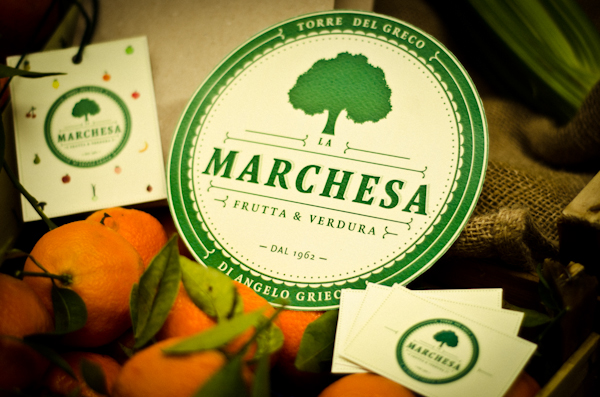 brand identity  logo design  Fruiter  frutis  vegetables  La Marchesa tag  stamp  quadraat font  tag giuseppina grieco