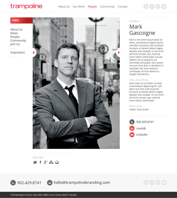 design agency portfolio Canada Website red White clean grid
