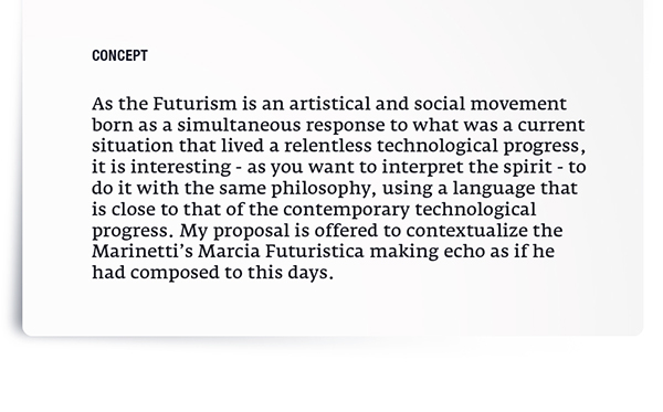 FUTURISM  Marcia Futurista  Filippo Marinetti MoGraph  polimi  sinestesia  Synestetic riccó  W2