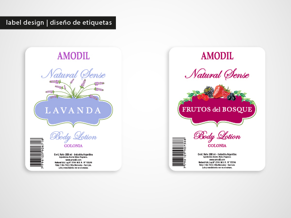 Pack tag Label natural Sense amodil naturel lavanda patchouly frutos lily valley fresias design labels