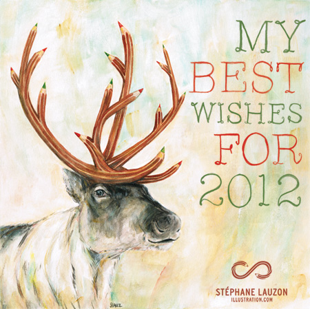 Christmas reindeer stephane lauzon calligraphy hand holidays card